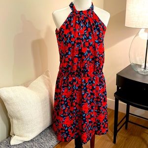 Cute blue and red halter neck dress-NWT
